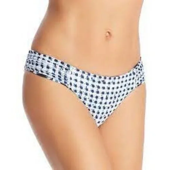 Lucky Brand Size Medium Reversible Shirred Hipster Bikini Bottoms Swim - Picture 2 of 6